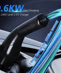 Portable Level 2 EV Charger 40A 240V With 25 Plus 2 Ft Cable and fast-charging text on black charger handle