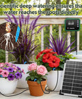 Solar Drip Irrigation System For Gardens And Greenhouses DIY Automatic Drip Kit with 8W solar panel and emitters in use