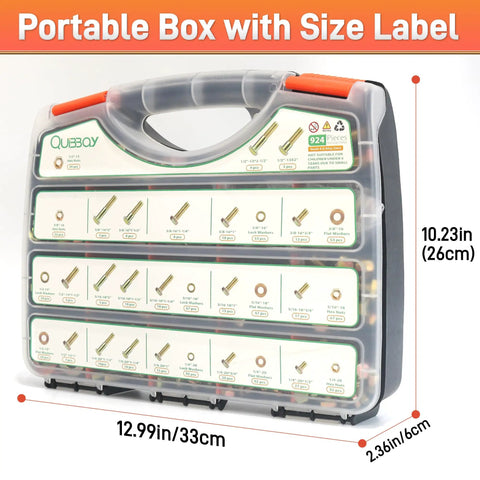 Heavy Duty Grade 8 Bolts And Nuts Set With Case, SAE Hex Bolts And Washers, Multi Size 1/4-20 5/16-18 3/8-16 1/2-13