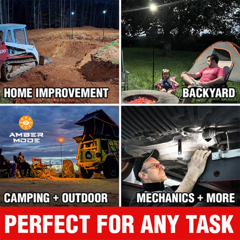 Beast Bright Telescoping Area Light With 8 Foot Extension And Removable Flashlight in various settings