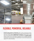 Installed view of UFO LED High Bay Light Fixture 150W, 23,000 Lumens, 4000K/5000K Selectable Color Temperature, IP65 Waterproof