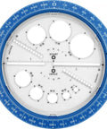 All-In-One Angle And Circle Maker With Integrated Circle Templates And 360 Degree Rotation, 6 Inch And 15 Cm Size, Beveled Edges, Slot Guides, Inside Rotating Disk, Assorted Colors, Protractor And Compass Hybrid Tool, blue