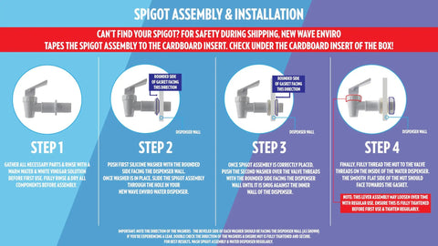 Instructions for spigot assembly and installation for Stainless Steel Water Dispenser 2.2 Gallon Single Dispenser Food Grade Stainless BPA Free Durable Easy To Clean Corrosion Resistant Water Cooler For Home Office Or Events Leak Proof Daily Hydration Built To Last