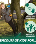 Kid Friendly Tree Swing With Disc Seat And Climbing Rope Carabiner And 4 Ft Strap Easy Install Backyard Playground Accessory