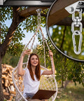 Six Pack Heavy Duty Swing Hangers For Wood Sets Up To 1000 Lbs Each, 360 Degree Swivel Stainless Steel Hammock Hardware Kit For Porch Playground Indoor Yoga Outdoor Fun Built To Last installed on wood beam with hanging chair