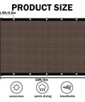 Mocha Brown 8x10 Ft Sun Shade Cloth with Grommets for Outdoor Patio and Pergola 90 Percent UV Blocking displayed with measurements