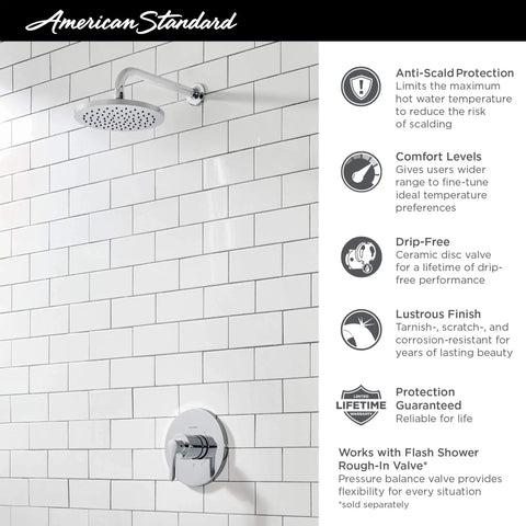 Studio S Shower Trim Kit With One Piece Ceramic Cartridge And Double Ceramic Pressure Balance, Polished Chrome Finish