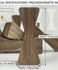 Close-up of walnut bow tie inlays from Woodworking Router Inlay Kit With Butterfly Joint System And Bow Tie Template, dimensions labeled