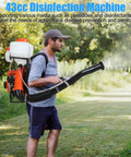 Person using Gas Powered Backpack Fogger With 43cc Engine 20L Mosquito Control Sprayer 12m Spray Range Pro Grade Agricultural Sprayer