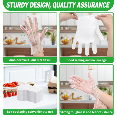 Disposable Plastic Gloves Bulk Pack 1200 Count Clear Food Handling Gloves For Kitchen Food Prep Service Cooking And Cleaning Great For Home Cooks And Professional Kitchens One Size Fits Most