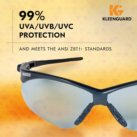 V30 Nemesis Safety Glasses With Copper Blue Shield Lenses, Anti Fog Coating, Lightweight Black Frame, Unisex Eyewear