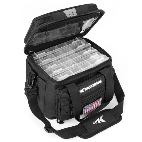 Karryall Tackle Bags Water Resistant Gear Storage For Saltwater And Freshwater displaying padded strap and open wide mouth design