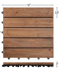 Interlocking Patio Deck Tiles 12x12 Inch Wood Floor Tiles Outdoor Flooring for Patio Garden Deck Poolside Brown All Weather Fir Wood PVC
