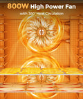 Close-up of 800W high power fan inside Hella Spacious 12 Tray Food Dehydrator for even heat circulation.