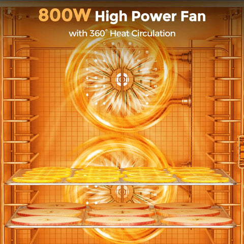 Close-up of 800W high power fan inside Hella Spacious 12 Tray Food Dehydrator for even heat circulation.