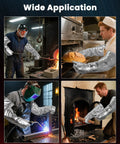 Multiple people using 60cm Aluminum Foil Welding Gloves With Insulated Felt For Extreme Heat Ultra Safe Up To 1000C Radiant Heat