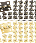 60 Pcs Small Brass Antique Miniature Hinges With Screws And Screwdriver For Dolls House Mini Wooden Crafts Jewelry Box Cabinet DIY Projects For Model Making And Miniature Furniture Repairs