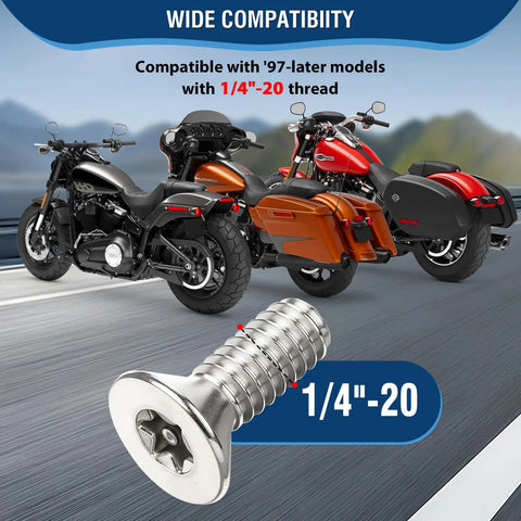 Lock Up Your Ride With Badass Heavy Duty Motorcycle Fender Tab Covers And 1 4-20 Seat Bolt Security Screws With Rubber Washers, stainless steel 1/4"-20 thread screw for motorcycle fenders.