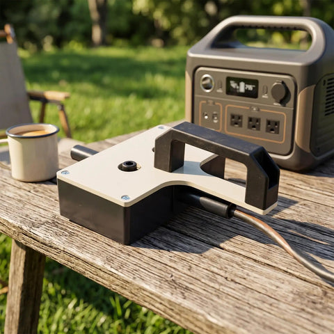 Professional Handheld Electrician Wire Puller And 8Mm Cable Tugger Smooth Rope Feeder for Tight Spaces on a wooden table outdoors.