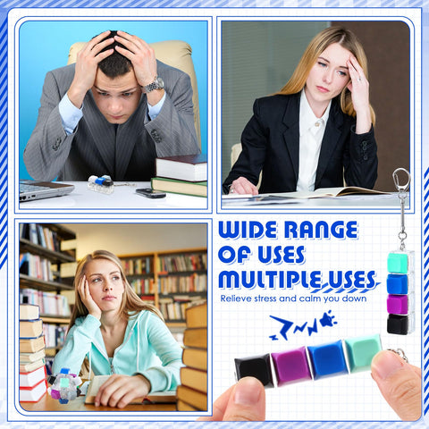 Five Styles Keyboard Fidget Clickers Set Five Pcs Keychain Mechanical Button Toys For Stress Relief At Office Or Home Dark Colors Tactile Click Experience For Focus And Kill Time