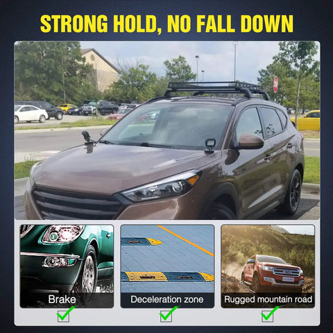 SUV with 2 Piece Magnetic Base LED Light Bar Mounting Brackets With Rubber Coated Sucker Holders For Bottom Mounts