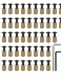 50 Sets 1/4-20 X 19/32 Inch Threaded Inserts And Bolts For Wood Hex Socket Drive Furniture Screws And Nuts Kit With Hex Wrenches And Drill Bit