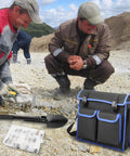 Complete Geology Rock Kit with 28 oz rock hammer, mason chisel, and organizer case for prospecting and gold mining outdoors