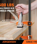 12 Inch Quick Release Bar Clamp Set For Woodworking, Ratcheting Gear Clamp With 600 Pound Load, Heavy Duty 2 Pack For Fast Secure Joints And Minimal Slippage, orange clamp on wood