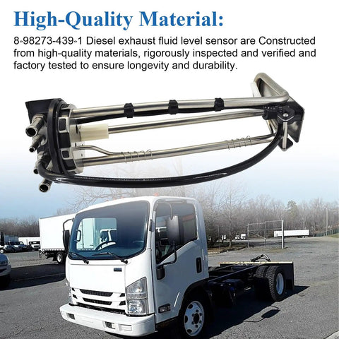 Isuzu Diesel Exhaust Fluid Level Sensor Replacement for NPR HD NPR XD NQR NRR 4HK1 Engines shown with white truck