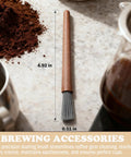 Dual Head Coffee Grinder And Espresso Machine Cleaning Brush on kitchen countertop with precise dusting bristles and size shown