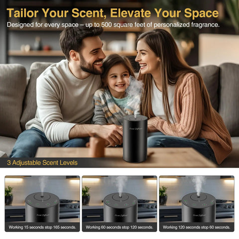 Family enjoying No Water Needed Nebulizing Diffuser Starter Kit With Battery Powered Mini Scent Machine Including 3x20ml Essential Oils