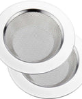 2 Pack Stainless Steel Kitchen Sink Strainers With 4.5 Inch Wide Rim, Heavy Duty No Fuss Rustproof Drain Filters, smooth lip visible