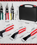 6 In 1 Sheet Metal Tools Set With 3 Hand Seamer Pliers Straight Jaw 45 Degree 90 Degree And 3 Aviation Tin Snips 10 Inch Straight Left Right With Handy Storage Case For HVAC Duct Work