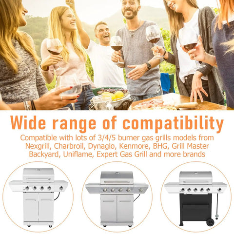 People grilling with Universal Grill Grease Tray With Catch Pan Replacement For 3 4 5 Burner Gas Grills Adjustable Drip Pan.
