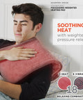 Man using Weighted Heating Pad With Calming Heat And Massaging Vibrations, 3 Heat Levels And 6 Massage Settings for relief