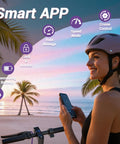 Woman using Smart App features on Grab Your Foldable Electric Scooter For Smooth Adult Commutes Featuring A Badass 500W Motor Super Long 40 Mile Range Quick Three Second Setup Easy Car Storage And Zippy Urban Cruising Action.