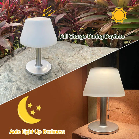 Go To Solar Table Lamp For Outdoor And Indoor Use With 3 Lighting Modes Eye Caring LED Waterproof Cordless Desk Lamp