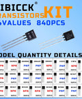 Assorted TO92 Transistor Kit With 840 Pieces, 24 Values, NPN And PNP Bipolar Transistors Diagram and Quantity Details