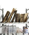 Twenty Pack Heavy Duty Wire Shelf Dividers With Double Buckle Clips For Store Fixtures And Library Shelving Includes Erasable Price Labels, organized cardboard display on wire rack.
