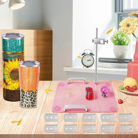Cup Edging Tool With Replacement Blades, Edger Trimmer For Custom Tumblers, in glitter pink with included sharp blades.