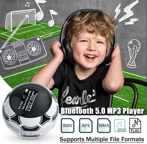 Kid Friendly Soccer Ball MP3 Player With 64GB Storage And Bluetooth 5.0 Built In Speaker FM Radio Recording Pedometer Includes Headphones