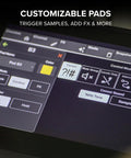 Close-up of Creator XS Adaptive Digital Mixer customizable pads on touchscreen, showing options for samples and effects control.