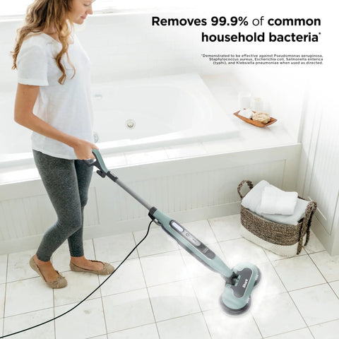 Heavy Duty Steam And Scrub Mop For Hard Floors All In One Deep Cleaning Game Changer That Knocks Out Grime Like A Dream in action on tile floor.