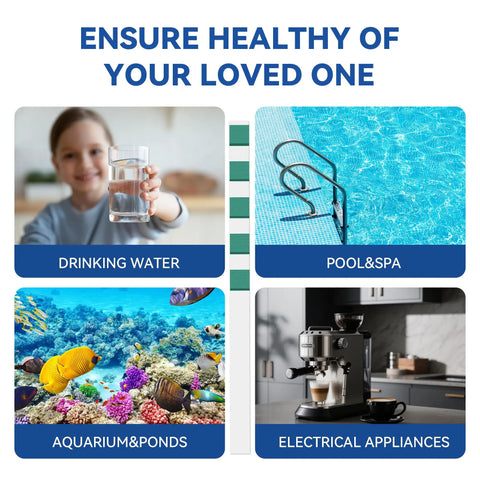 Hard Water Test Kit With Five Test Pads And One Hundred Fifty Strips Delivers Dead Simple 30 Second Readouts At Home for drinking water, pool, aquarium, appliances