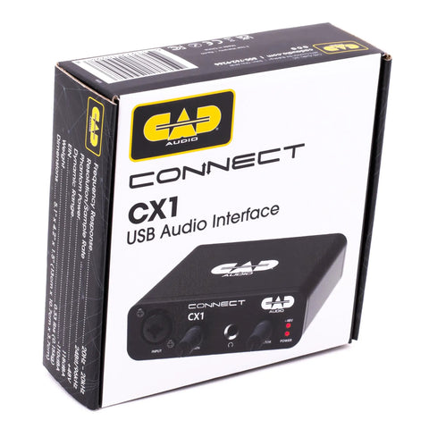 Box packaging of Single Channel USB Audio Interface With 24 Bit 96KHz Resolution, 48V Phantom Power, Bus Powered, Plug And Play, XLR Input.