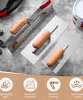 3 Piece Drywall Trowel Set Pro Grade Stainless Steel Masonry Finishing Trowels With 14x4 12x4 8x3 Inch Blades on concrete
