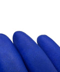Heavy Duty Elbow Length Pvc Work Gloves With Rough Nonskid Grip Built For The Daily Grind Handles Grease And Slippery Locations Medium Blue Single Pair close-up of blue glove fingers.