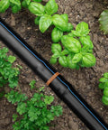 Installed 20 Pack Drip Irrigation Barbed Coupling Fittings For Half Inch Tubing 17 mm Barbed Connectors in garden