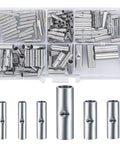 120 Pcs Non Insulated Butt Connectors For 22 To 16 Gauge Wire, Uninsulated Butt Splice Connectors, Seamless Crimp Ferrule Kit