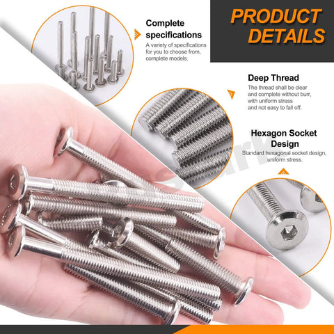 Kickass M6 Connector Bolt And Cap Nut Assortment Kit For Furniture Joints And Desk Assembly Includes Rock Solid Hex Socket Screws in hand